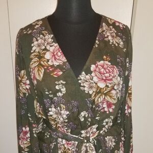 EUC Surplice Neckline Midi Dress